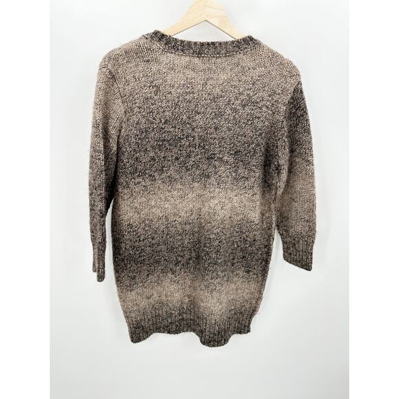 Wallace Sweater Women SMALL Brown 3/4 Sleeve Round Neck Merino Wool Alpaca Blend - Picture 2 of 9